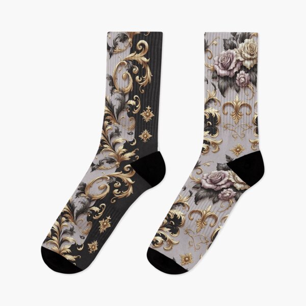 Item preview, Matte Lilac Grey, Gold & Black Rococo With Roses designed and sold by DesignsByPrnces.