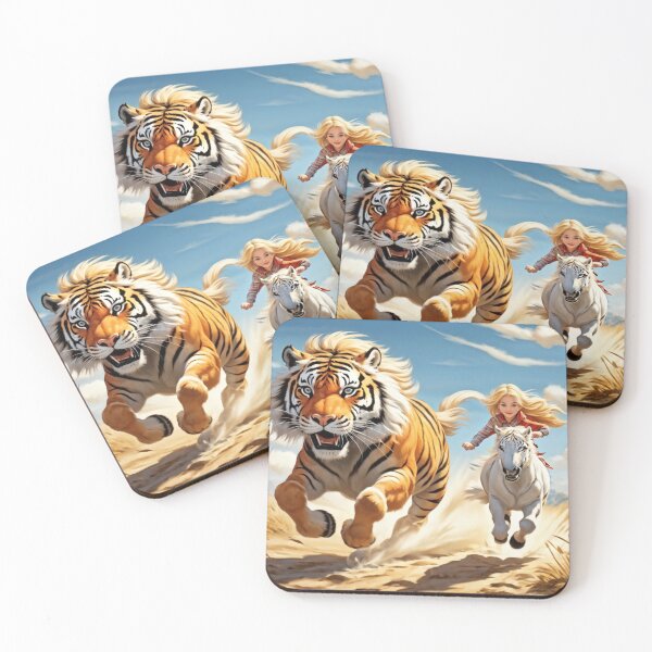 Item preview, fearless girl with positivity chases a tiger designed and sold by OxiSkor.