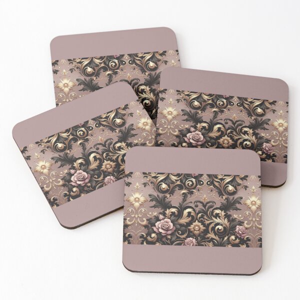 Item preview, Matte Mauve, Gold & Black Rococo With Roses designed and sold by DesignsByPrnces.