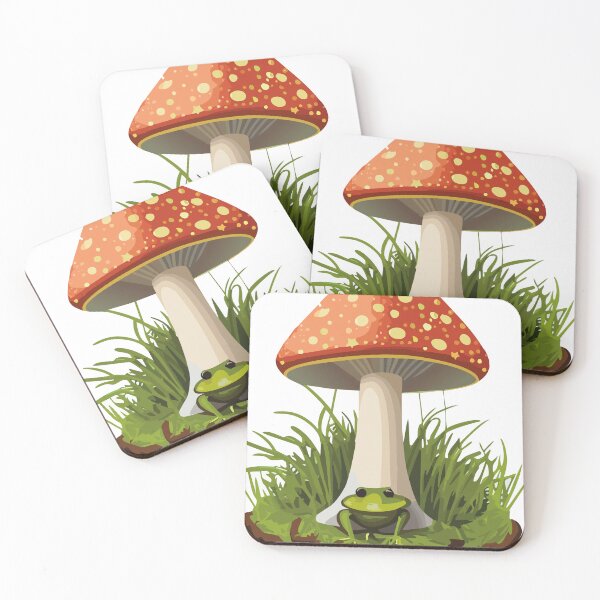 Item preview, frog and mushrooms designed and sold by netti-betti.