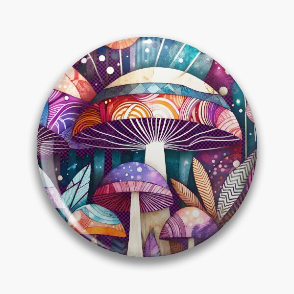 Item preview, Whimsical Amethyst Mushroom Forest Collage Art designed and sold by SeGoArtDesign.