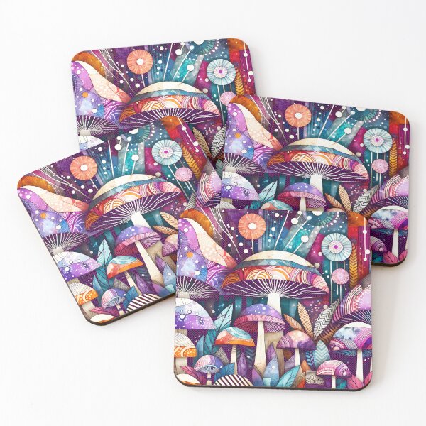 Item preview, Whimsical Amethyst Mushroom Forest Collage Art designed and sold by SeGoArtDesign.