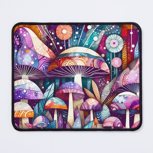 Item preview, Whimsical Amethyst Mushroom Forest Collage Art designed and sold by SeGoArtDesign.