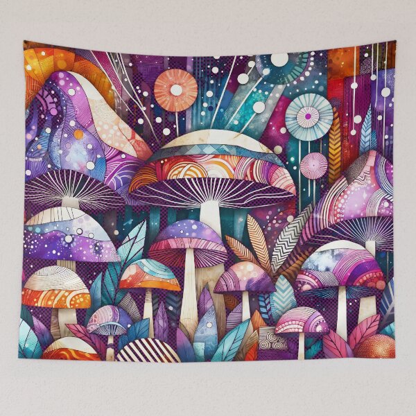 Item preview, Whimsical Amethyst Mushroom Forest Collage Art designed and sold by SeGoArtDesign.