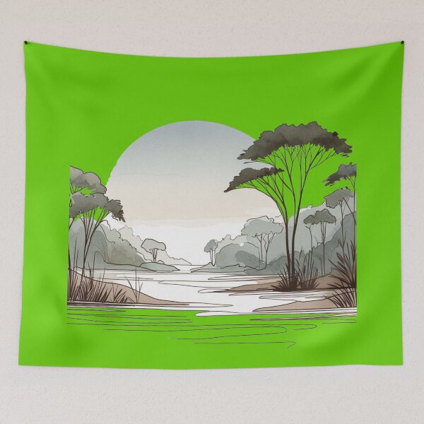 Item preview, Amazon River Minimalist Watercolor Art - Brazil Landscape ,  designed and sold by PaintMeWorld.