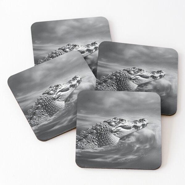 Item preview, Dramatic  black and white alligator in stormy water  designed and sold by Artessie.