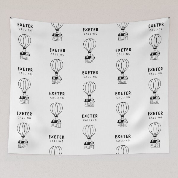 Item preview, Exeter Calling - Fun Hot Air Balloon and House Drawing | City in England / UK designed and sold by RM-Journey.
