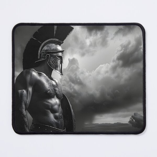 Item preview, Warrior under stormy skies with armor and helmet on. designed and sold by Artessie.
