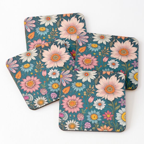 Item preview, Vintage Aesthetic Retro Flower Field Floral Pattern designed and sold by MadnessEnvelope.