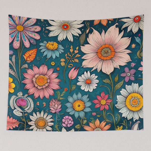 Item preview, Vintage Aesthetic Retro Flower Field Floral Pattern designed and sold by MadnessEnvelope.