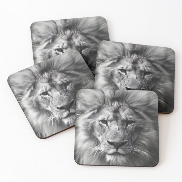 Item preview, Majestic lion in black and white with a dramatic effect designed and sold by Artessie.