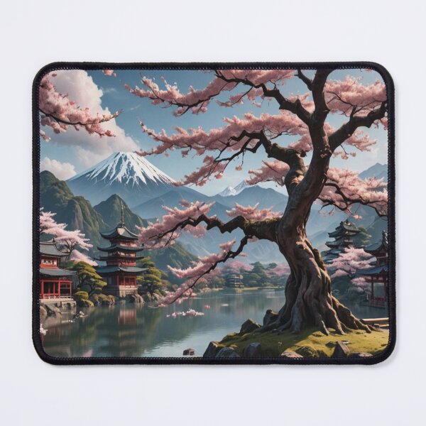 Item preview, A beautiful ancient sakura tree in front of a lake designed and sold by KING TK.