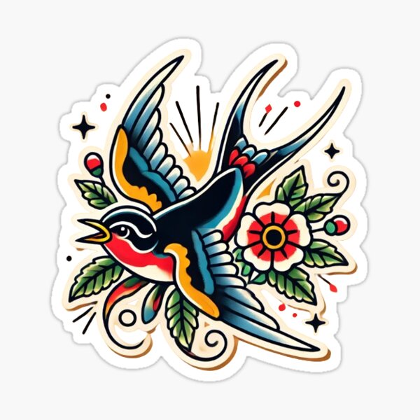 Traditional Swallow Tattoo Sticker