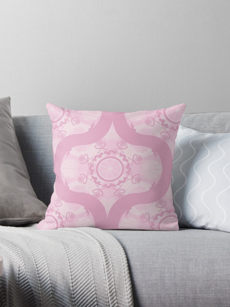Pillow, Dusky Rose Preppy In Pink Mid Mod Ogee designed and sold by Triplicate Limited