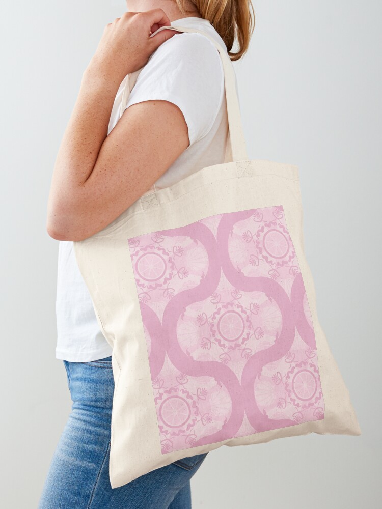 Tote Bag, Dusky Rose Preppy In Pink Mid Mod Ogee designed and sold by Triplicate Limited