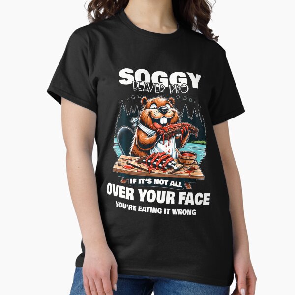 Vista previa del artículo con la obra «Soggy Beaver Bbq si no está en toda tu cara camisa para hombres castores, divertido regalo de barbacoa», diseñado y vendido por Julie-wl.