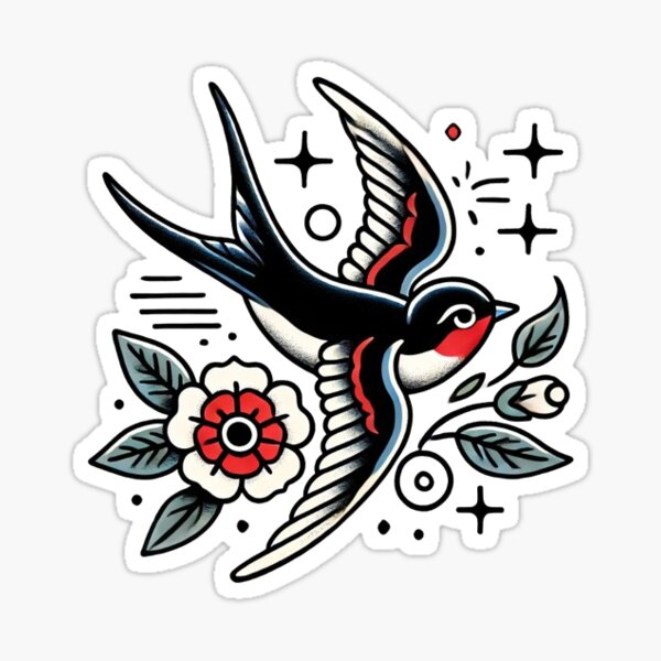 Traditional Swallow Tattoo Sticker