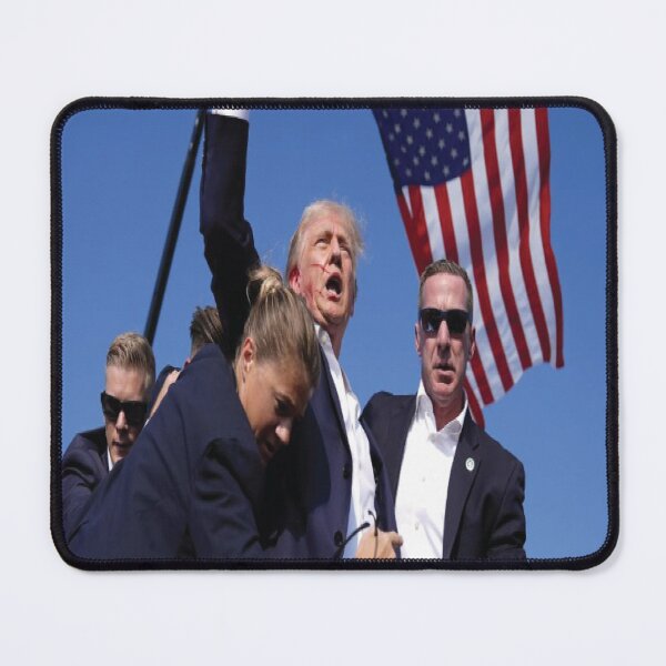 Item preview, Original iconic photo op of trump getting shot and bleeding, fist raised, American flag in the background, fight fight fight!! pro trump!  designed and sold by Stephani Analah.