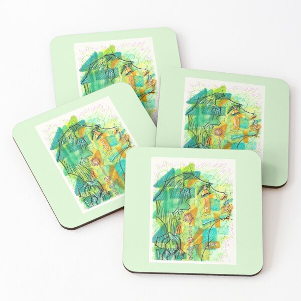 Item preview, Geometric Green and Orange Shapes Girl designed and sold by Harold-Inks.