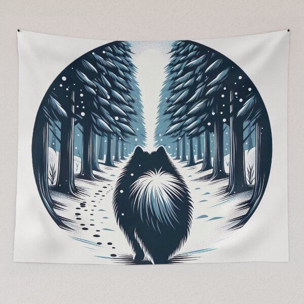 Item preview, Winter's Path - A Keeshond's Snowy Journey designed and sold by Woof-n-Wear.