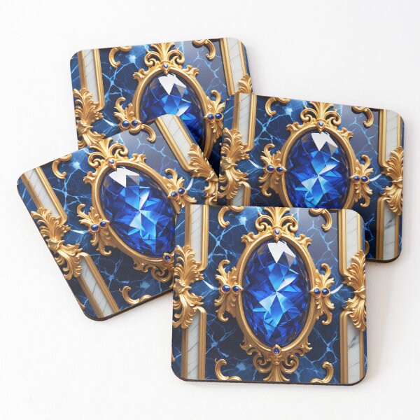 Item preview, Luxurious blue and gold wallpaper, sapphire gem designed and sold by ChaosEdits.