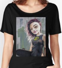 Skateboarding girl graffiti mural Women's Relaxed Fit T-Shirt