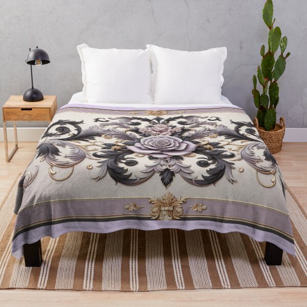 Item preview, Matte Lilac Grey, Gold & Black Rococo With Roses designed and sold by DesignsByPrnces.