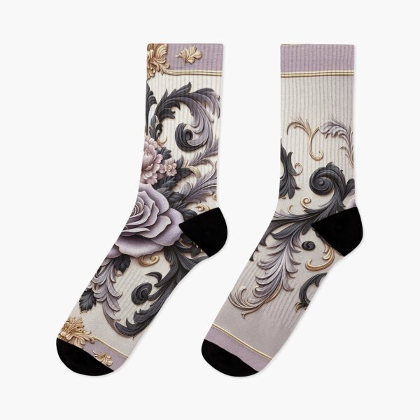 Item preview, Matte Lilac Grey, Gold & Black Rococo With Roses designed and sold by DesignsByPrnces.