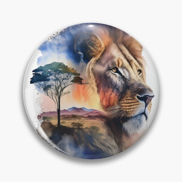 Item preview, Watercolor African Savanna Lion designed and sold by heartlocked.