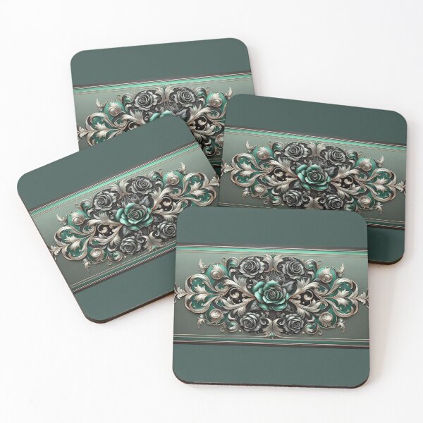 Item preview, Matte Emerald Green & Black Rococo With Roses designed and sold by DesignsByPrnces.