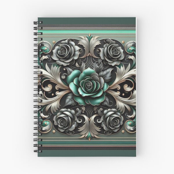Item preview, Verde esmeralda mate y rococó negro con rosas designed and sold by DesignsByPrnces.