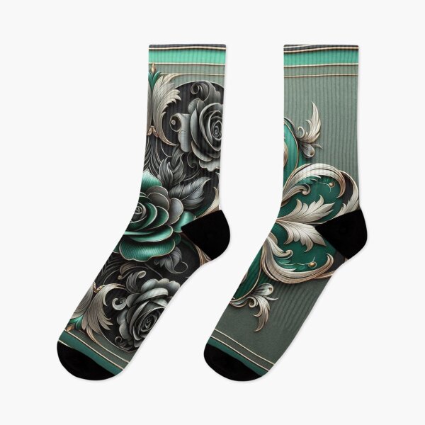 Item preview, Matte Emerald Green & Black Rococo With Roses designed and sold by DesignsByPrnces.