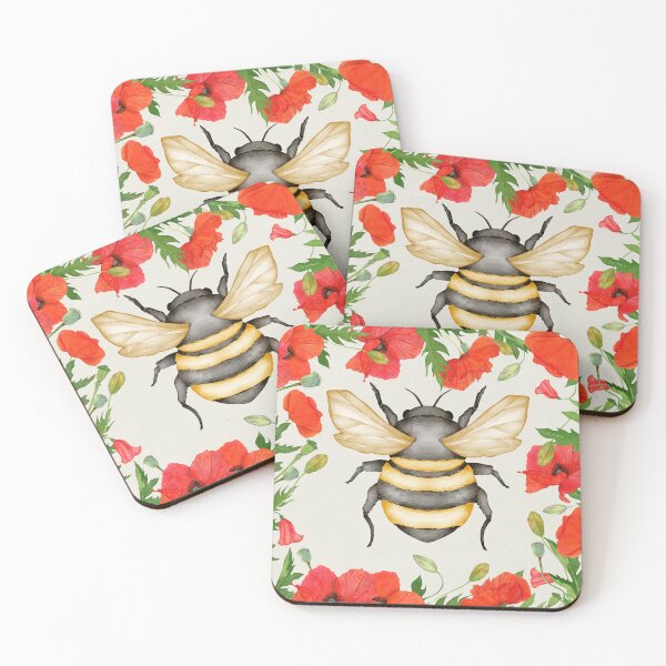 Item preview, Bee with Poppies designed and sold by Marguerite Artistry.