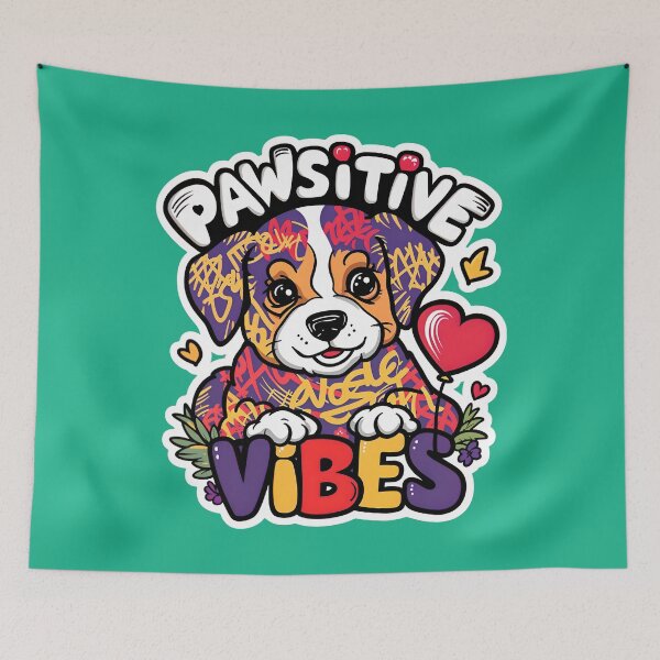Item preview, Pawsitive Vibes Cute Puppy Dog Graffiti Style Quote designed and sold by TheArtOfPat.