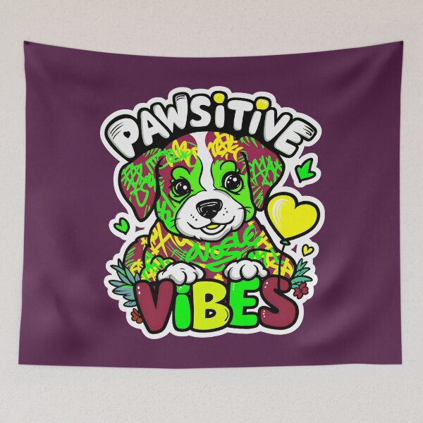 Item preview, Pawsitive Vibes Cute Puppy Dog Graffiti Style Quote designed and sold by TheArtOfPat.