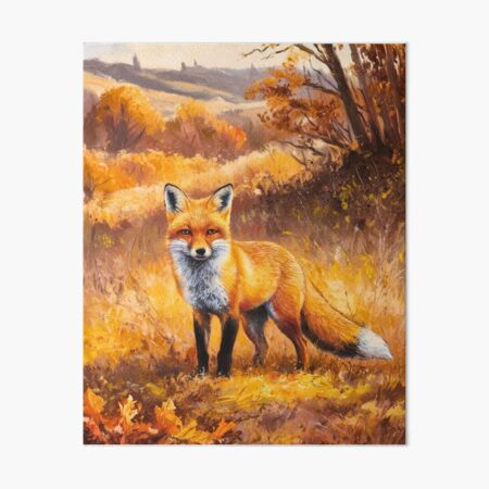 Item preview, Fox Portrait. Autumn season, fall fox, vintage fox, fox painting, Camille Pissarro style designed and sold by FoxVibes.