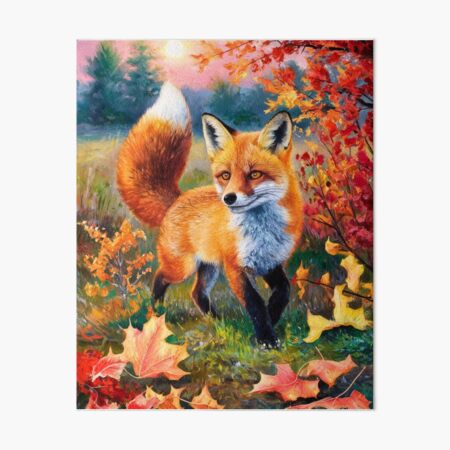 Item preview, Fox Portrait. Autumn season, fall fox, vintage fox, fox painting, Camille Pissarro style designed and sold by FoxVibes.