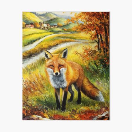 Item preview, Fox Portrait. Autumn season, fall fox, vintage fox, fox painting, Camille Pissarro style designed and sold by FoxVibes.