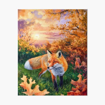 Item preview, Fox Portrait. Autumn season, fall fox, vintage fox, fox painting, Camille Pissarro style designed and sold by FoxVibes.