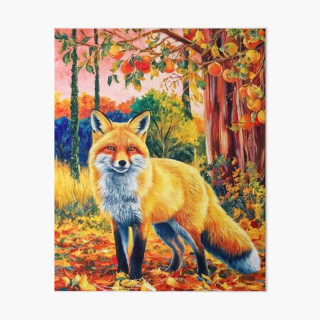 Item preview, Fox Portrait. Autumn season, fall fox, vintage fox, fox painting, Camille Pissarro style designed and sold by FoxVibes.