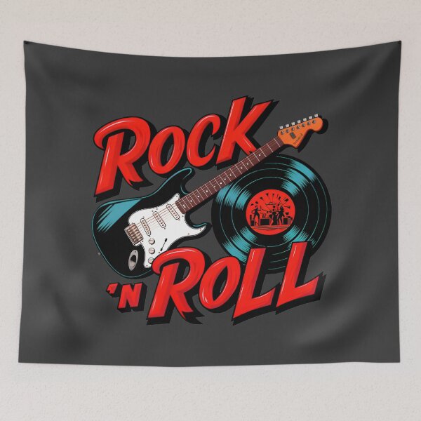 Item preview, Rock 'n Roll Lover Vinyl Record And Electric Guitar Logo designed and sold by TheArtOfPat.