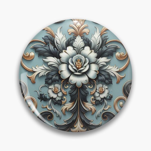 Item preview, Matte Sky Blue & Black Rococo With Roses designed and sold by DesignsByPrnces.