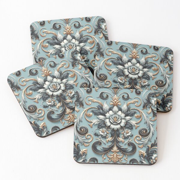 Item preview, Matte Sky Blue & Black Rococo With Roses designed and sold by DesignsByPrnces.