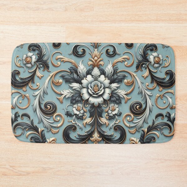 Item preview, Matte Sky Blue & Black Rococo With Roses designed and sold by DesignsByPrnces.