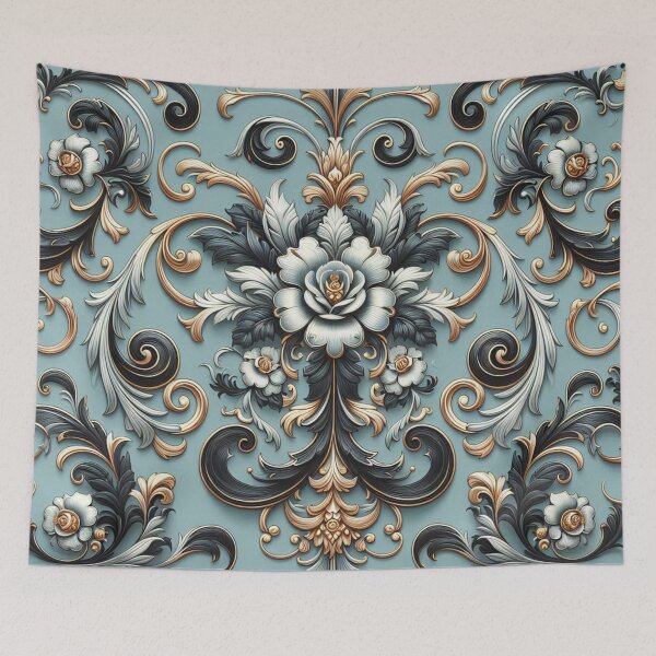 Item preview, Matte Sky Blue & Black Rococo With Roses designed and sold by DesignsByPrnces.
