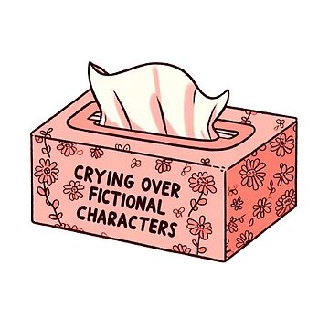 Vorschaubild zum Design Lustige Taschentuchbox mit Blumenmotiv und der Aufschrift „Crying Over Fictional Characters“ von needfulthingsco