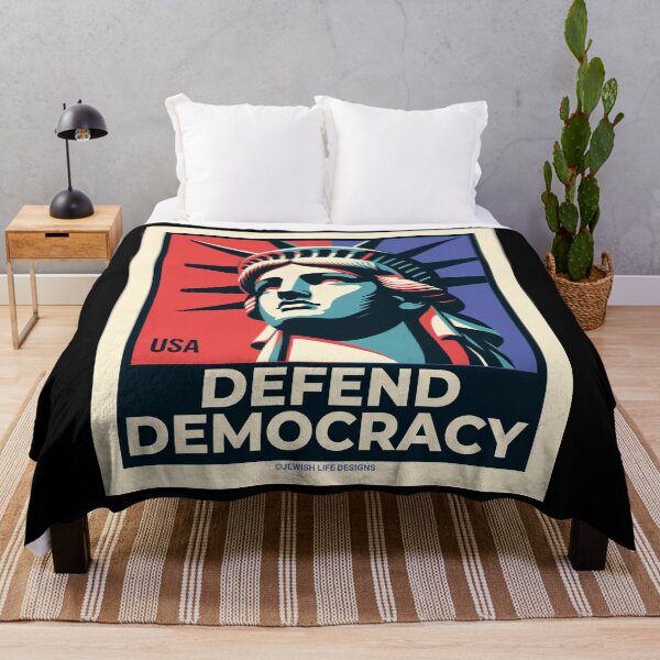 Item preview, SUJD0076 Jewish Designs Statue of Liberty Patriotic American Defend Democracy designed and sold by JewishDesigns.