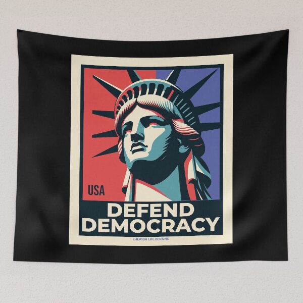 Item preview, SUJD0076 Jewish Designs Statue of Liberty Patriotic American Defend Democracy designed and sold by JewishDesigns.