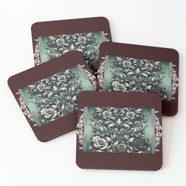 Item preview, Matte Emerald Green & Burgundy Rococo With Roses designed and sold by DesignsByPrnces.