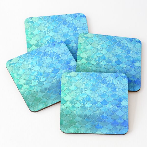 Item preview, Turquoise Green and BLue Watercolor Mermaid Scales designed and sold by UtArt.